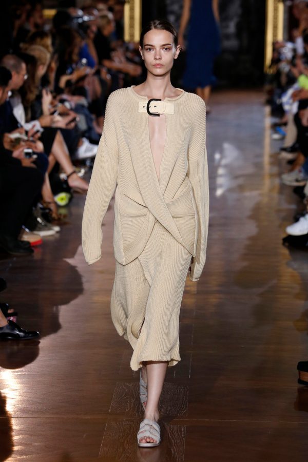 English designer Stella Mccartney is known for her vegan brand and use of entirely ethical materials. This is a simpler design from her 2015 Paris Fashion Week show. Photo courtesy of Peter Stigter. 
