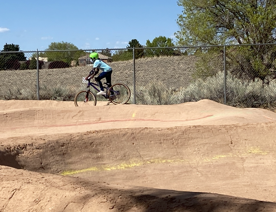 Kayla Miller heads for a jump at the bike park.