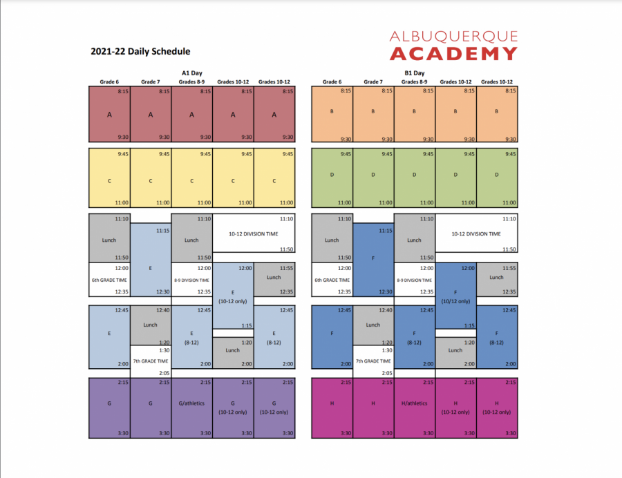 A sample of the 2021-22 schedule