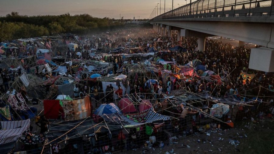 This tent encampment illustrates the squalor and crowding at the makeshift camp near Del Rio, Texas.