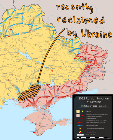 Map of the Ukraine conflict. Adapted from public domain image.