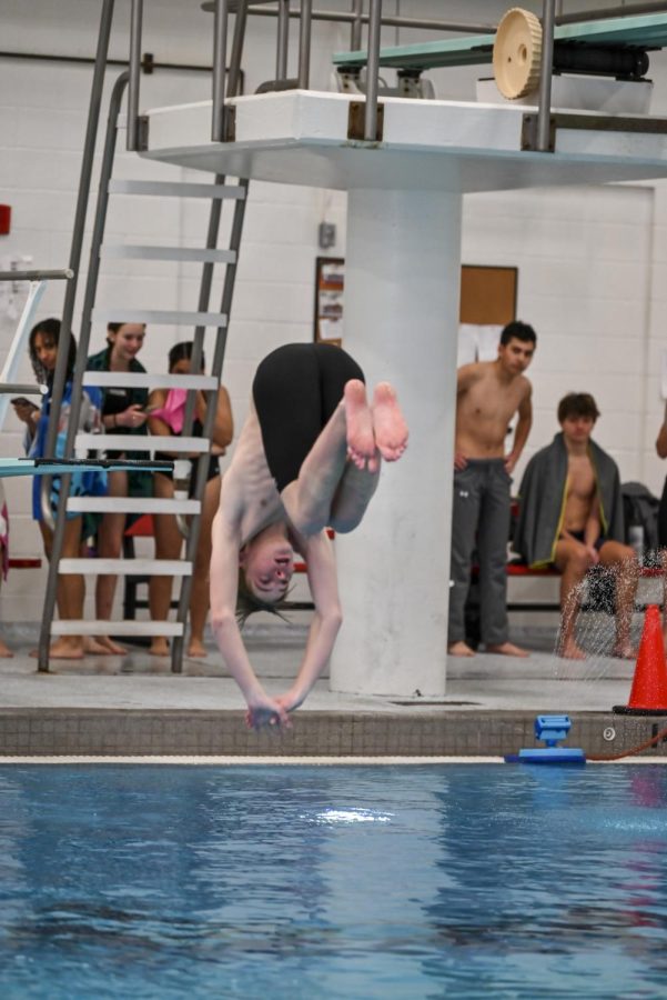 Oliver completing his dive.