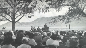 1965 groundbreaking ceremony for the new Albuquerque Academy—Headmaster Harper gives the first public remarks on campus.