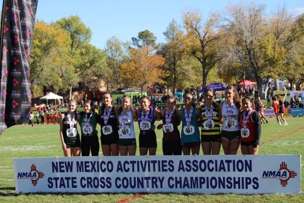 Addison Julian '26 (far left) took first place and Anna Hastings '26 (third from left) took third in girls 4A.