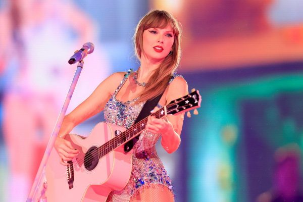 Taylor Swift performing at the Tree Fort Music Hall.