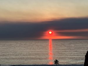 LA sunset with smoke from the fires. 